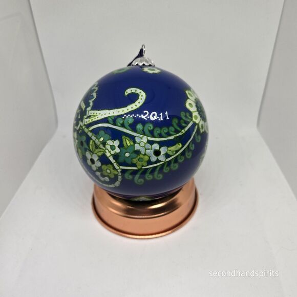 Vera Bradley 2011 Rhythm And Blues Glass Ball Ornament Christmas W Box - Picture 4 of 7